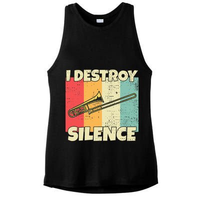 Funny Trombone Instrument I Destroy Silence For Trombone Ladies PosiCharge Tri-Blend Wicking Tank