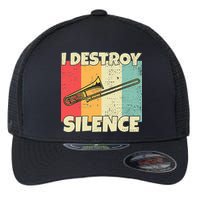 Funny Trombone Instrument I Destroy Silence For Trombone Flexfit Unipanel Trucker Cap