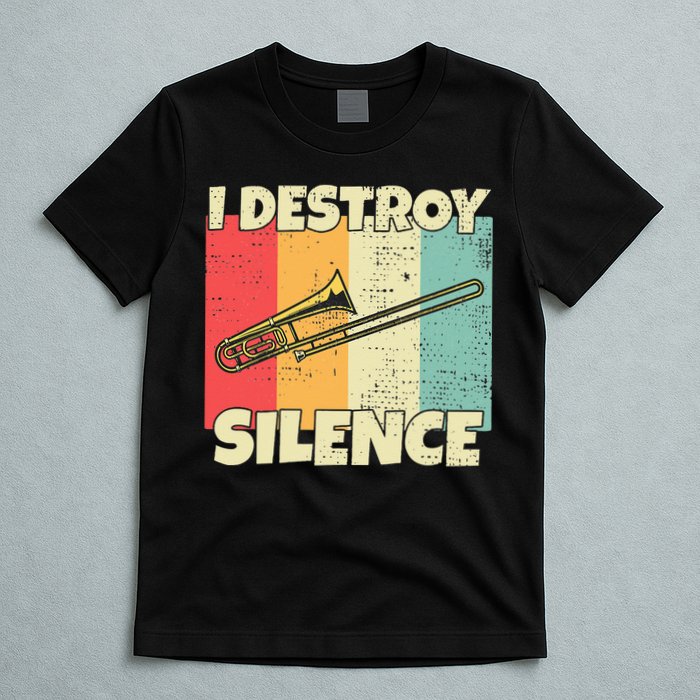 Funny Trombone Instrument I Destroy Silence For Trombone T-Shirt