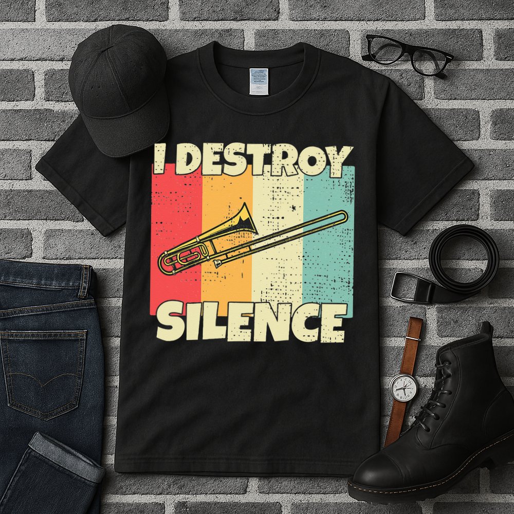 Funny Trombone Instrument I Destroy Silence For Trombone Tall T-Shirt