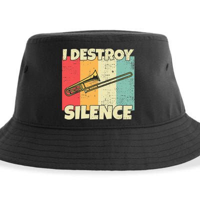 Funny Trombone Instrument I Destroy Silence For Trombone Sustainable Bucket Hat