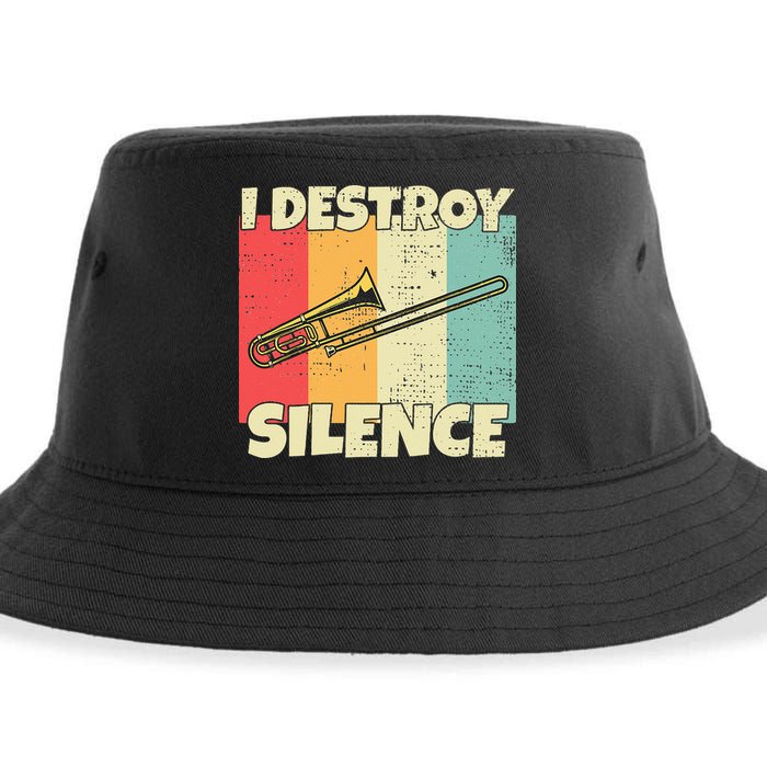 Funny Trombone Instrument I Destroy Silence For Trombone Sustainable Bucket Hat