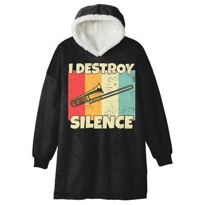 Funny Trombone Instrument I Destroy Silence For Trombone Hooded Wearable Blanket