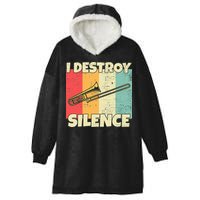 Funny Trombone Instrument I Destroy Silence For Trombone Hooded Wearable Blanket