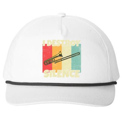 Funny Trombone Instrument I Destroy Silence For Trombone Snapback Five-Panel Rope Hat