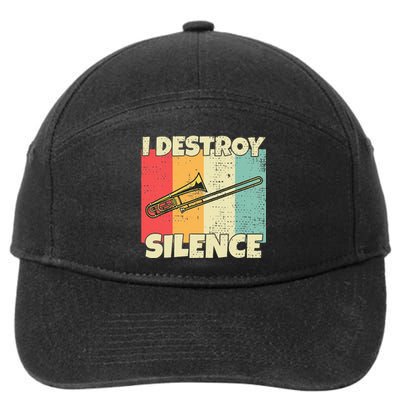 Funny Trombone Instrument I Destroy Silence For Trombone 7-Panel Snapback Hat