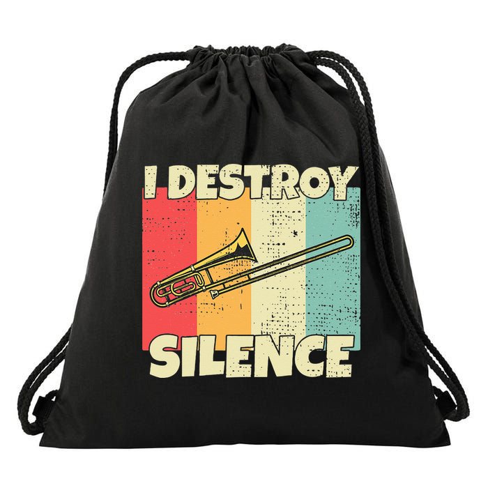 Funny Trombone Instrument I Destroy Silence For Trombone Drawstring Bag