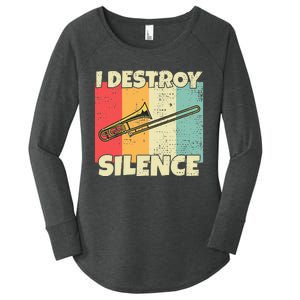 Funny Trombone Instrument I Destroy Silence For Trombone Women's Perfect Tri Tunic Long Sleeve Shirt