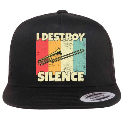 Funny Trombone Instrument I Destroy Silence For Trombone Flatbill Hat