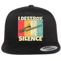 Funny Trombone Instrument I Destroy Silence For Trombone Flatbill Hat