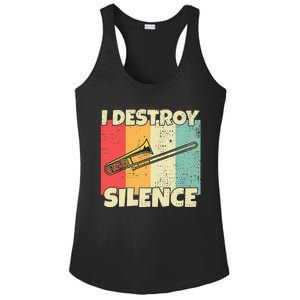 Funny Trombone Instrument I Destroy Silence For Trombone Ladies PosiCharge Competitor Racerback Tank