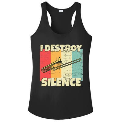 Funny Trombone Instrument I Destroy Silence For Trombone Ladies PosiCharge Competitor Racerback Tank
