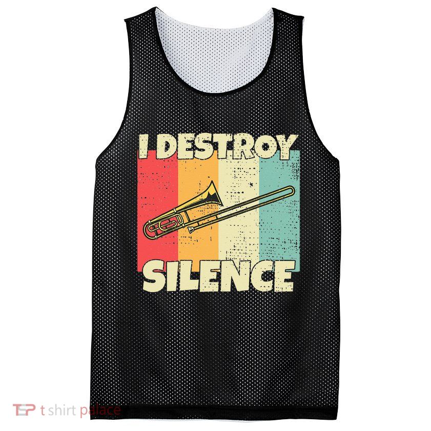 Funny Trombone Instrument I Destroy Silence For Trombone Mesh Reversible Basketball Jersey Tank