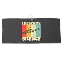 Funny Trombone Instrument I Destroy Silence For Trombone Large Microfiber Waffle Golf Towel