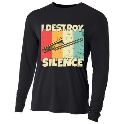 Funny Trombone Instrument I Destroy Silence For Trombone Cooling Performance Long Sleeve Crew