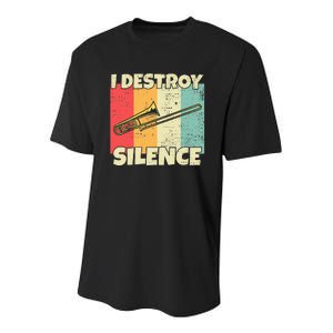 Funny Trombone Instrument I Destroy Silence For Trombone Youth Performance Sprint T-Shirt