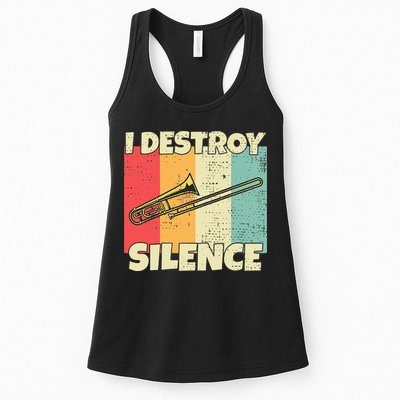 Funny Trombone Instrument I Destroy Silence For Trombone Womens Tank Top