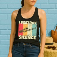 Funny Trombone Instrument I Destroy Silence For Trombone Womens Tank Top