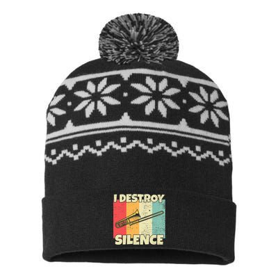 Funny Trombone Instrument I Destroy Silence For Trombone USA-Made Snowflake Beanie