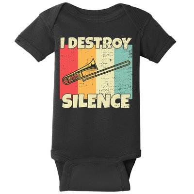 Funny Trombone Instrument I Destroy Silence For Trombone Baby Bodysuit