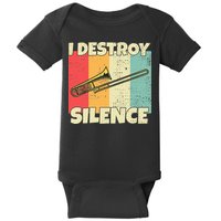 Funny Trombone Instrument I Destroy Silence For Trombone Baby Bodysuit