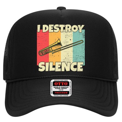 Funny Trombone Instrument I Destroy Silence For Trombone Trucker Hat