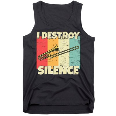 Funny Trombone Instrument I Destroy Silence For Trombone Tank Top