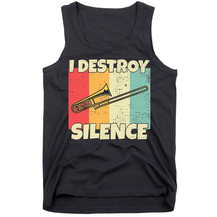 Funny Trombone Instrument I Destroy Silence For Trombone Tank Top