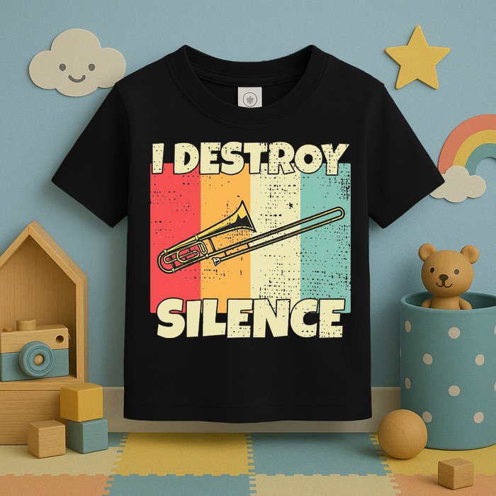 Funny Trombone Instrument I Destroy Silence For Trombone Toddler T-Shirt