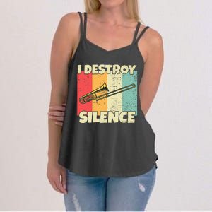 Funny Trombone Instrument I Destroy Silence For Trombone Women's Strappy Tank