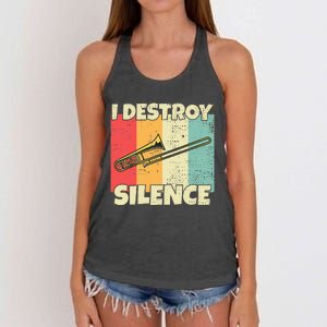 Funny Trombone Instrument I Destroy Silence For Trombone Women's Knotted Racerback Tank