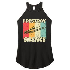 Funny Trombone Instrument I Destroy Silence For Trombone Women's Perfect Tri Rocker Tank