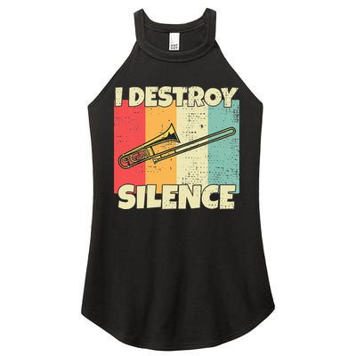 Funny Trombone Instrument I Destroy Silence For Trombone Women's Perfect Tri Rocker Tank