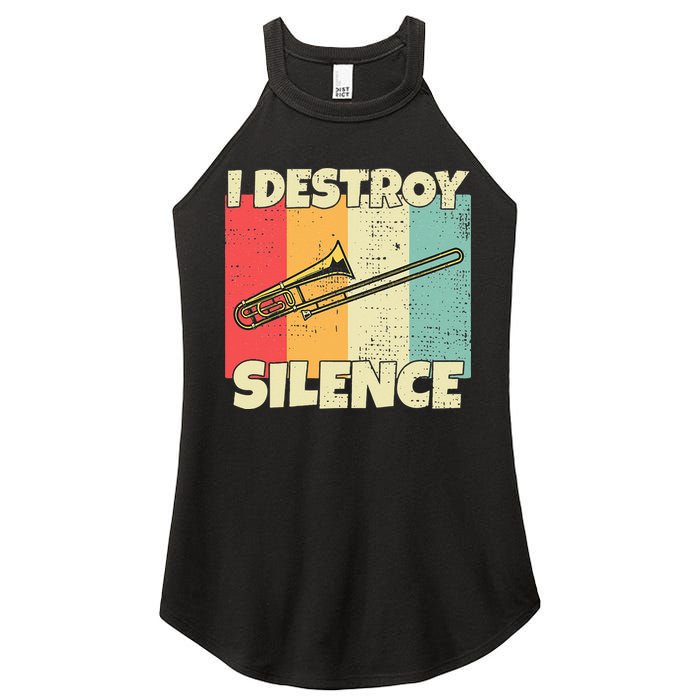 Funny Trombone Instrument I Destroy Silence For Trombone Women's Perfect Tri Rocker Tank