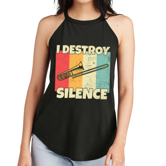 Funny Trombone Instrument I Destroy Silence For Trombone Women's Perfect Tri Rocker Tank