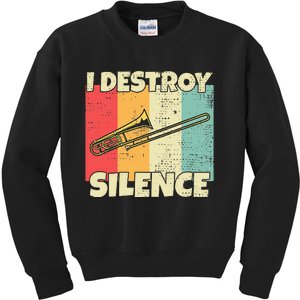 Funny Trombone Instrument I Destroy Silence For Trombone Kids Sweatshirt