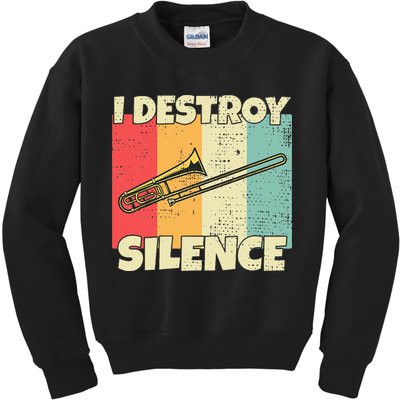 Funny Trombone Instrument I Destroy Silence For Trombone Kids Sweatshirt
