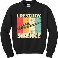 Funny Trombone Instrument I Destroy Silence For Trombone Kids Sweatshirt