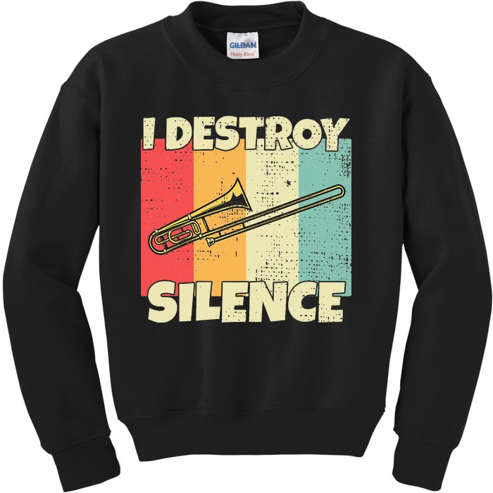 Funny Trombone Instrument I Destroy Silence For Trombone Kids Sweatshirt