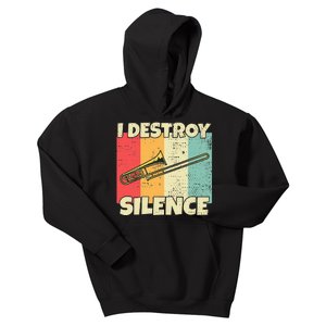 Funny Trombone Instrument I Destroy Silence For Trombone Kids Hoodie