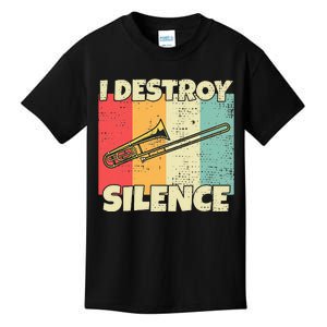 Funny Trombone Instrument I Destroy Silence For Trombone Kids T-Shirt