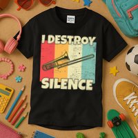 Funny Trombone Instrument I Destroy Silence For Trombone Kids T-Shirt