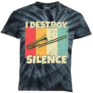 Funny Trombone Instrument I Destroy Silence For Trombone Kids Tie-Dye T-Shirt