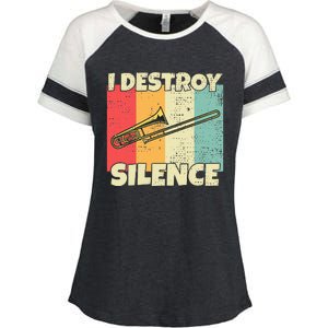 Funny Trombone Instrument I Destroy Silence For Trombone Enza Ladies Jersey Colorblock Tee