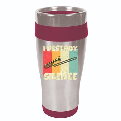 Funny Trombone Instrument I Destroy Silence For Trombone 16oz Travel Tumbler