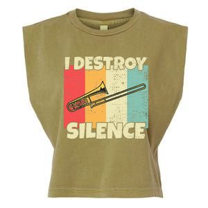 Funny Trombone Instrument I Destroy Silence For Trombone Garment-Dyed Women's Muscle Tee