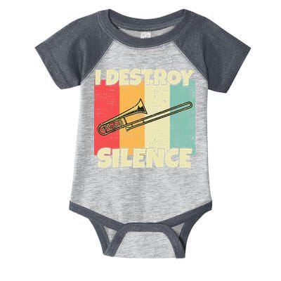 Funny Trombone Instrument I Destroy Silence For Trombone Infant Baby Jersey Bodysuit