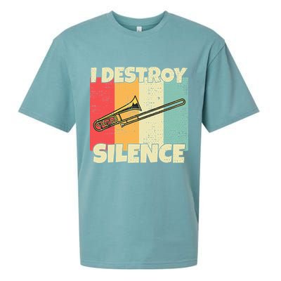 Funny Trombone Instrument I Destroy Silence For Trombone Sueded Cloud Jersey T-Shirt