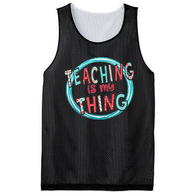 Funny Teaching Is My Thing Back To School Mesh Reversible Basketball Jersey Tank