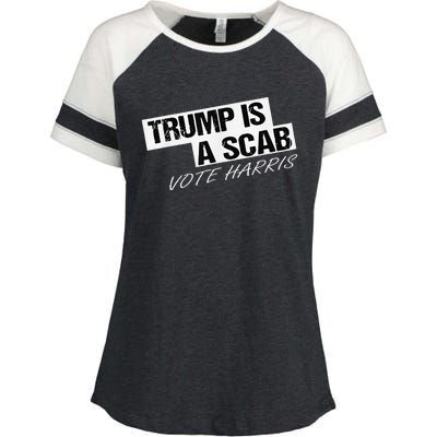 Funny Trump Is A Scab Enza Ladies Jersey Colorblock Tee